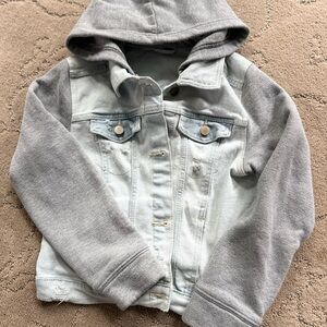 Kids Gray Denim Hoodie Jacket
